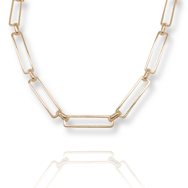 Gold Wide Paper Clip Link Necklace